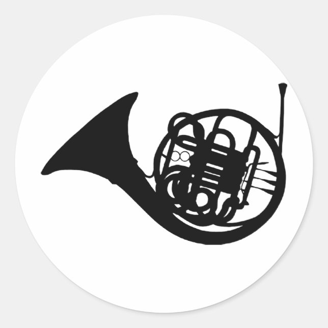 French Horn Classic Round Sticker (Front)