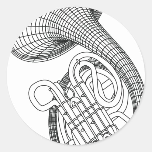 French horn classic round sticker