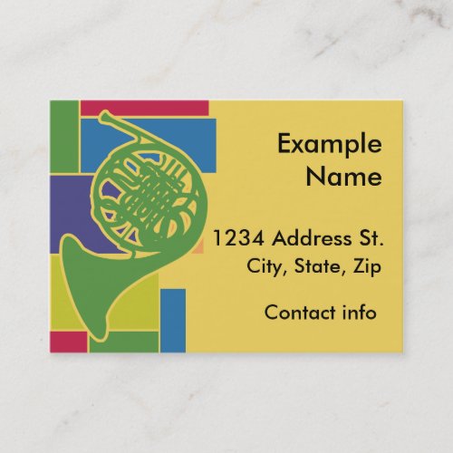 French Horn Colorblocks Profile Card Business Card Templates