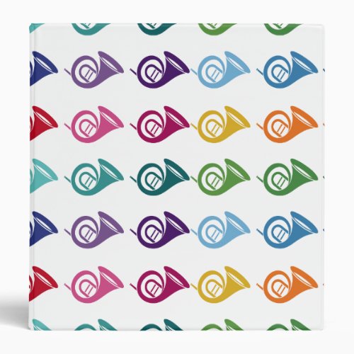 French Horn Colorful Fun Array Music 3 Ring Binder
