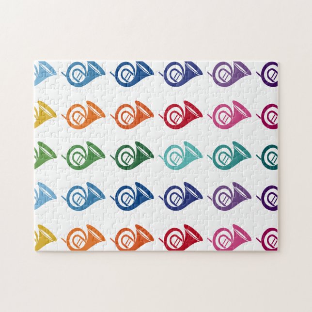 French Horn Colorful Fun Array Music Jigsaw Puzzle (Horizontal)