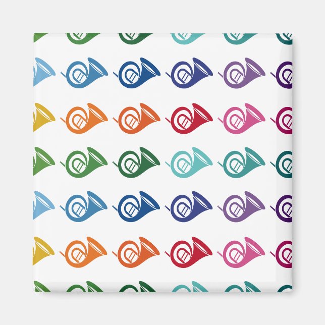 French Horn Colorful Fun Array Music Magnet (Front)
