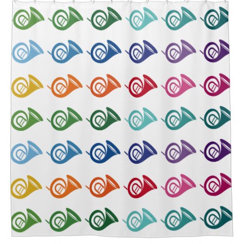 French Horn Colorful Fun Array Music Shower Curtain