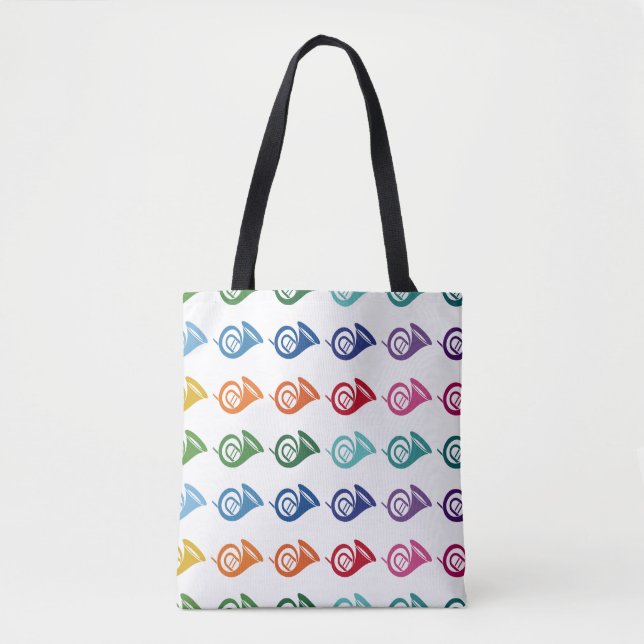 French Horn Colorful Fun Array Music Tote Bag (Front)