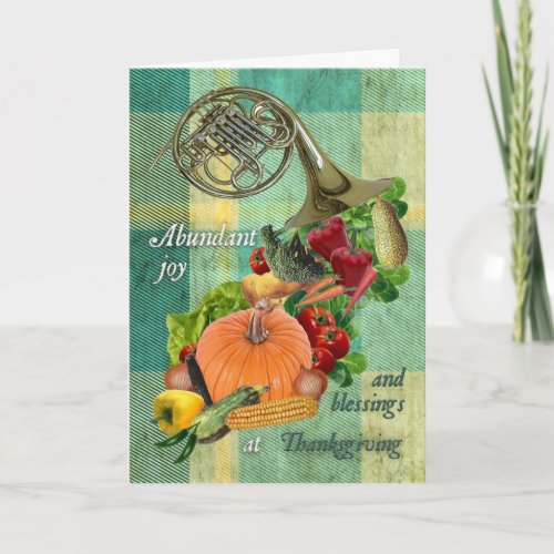 French Horn Cornucopia for Thanksgiving Holiday Card