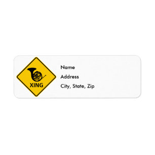 French Horn Crossing Highway Sign Label