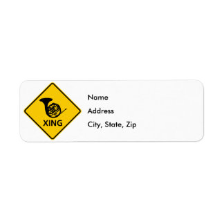 French Horn Crossing Highway Sign Label