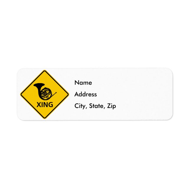 French Horn Crossing Highway Sign Label (Front)