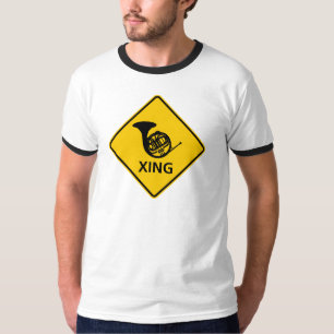 French Horn Crossing Highway Sign T-Shirt