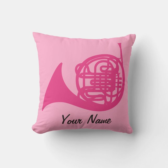 French Horn Cute Personalized Music Gift Pillow (Front)