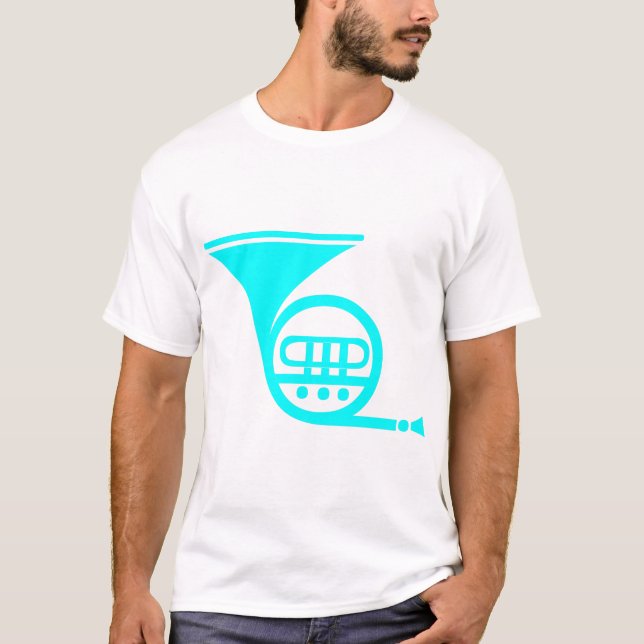 French Horn - Cyan T-Shirt (Front)