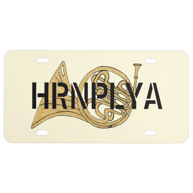 French Horn Drawing HRNPLYA License Plate (Front)