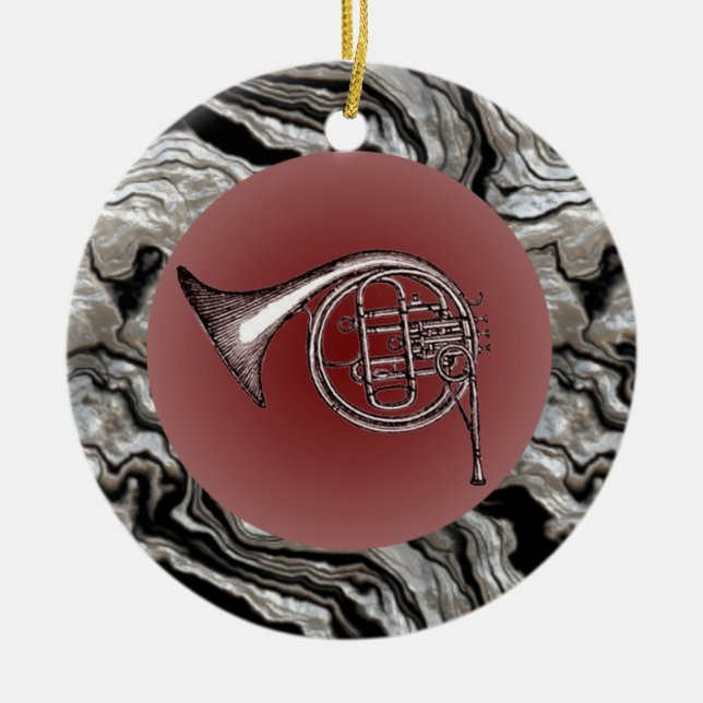 French Horn Drawing Pendant Ornament (Front)