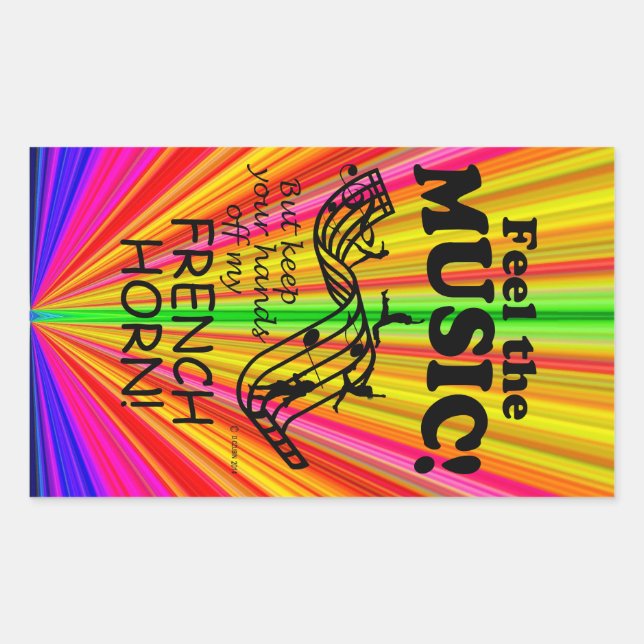 French Horn Feel The Music Rectangular Sticker (Front)