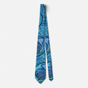 French Horn Flower French Horns Band Class Neck Tie