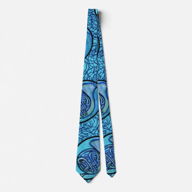 French Horn Flower French Horns Band Class         Neck Tie (Front)