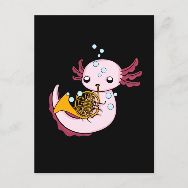 French Horn Gift Kids Axolotl Big Band French Horn Postcard (Front)