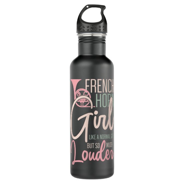French Horn Girl Funny Music Lover Marching Band3 Stainless Steel Water Bottle (Front)