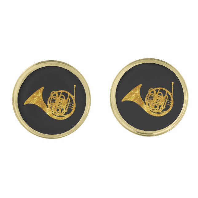 French Horn Gold Cufflinks (Front)