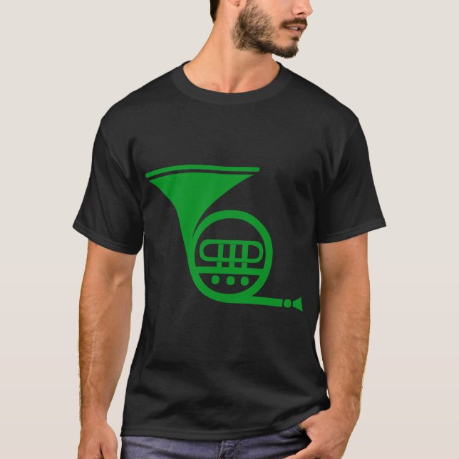 French Horn - Grass Green T-Shirt (Front)