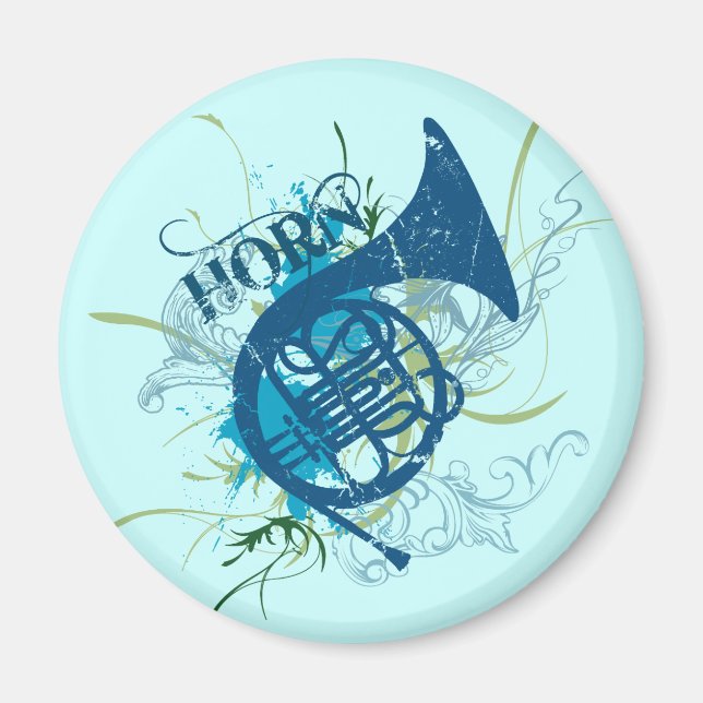 French Horn Grunge Magnet (Front)