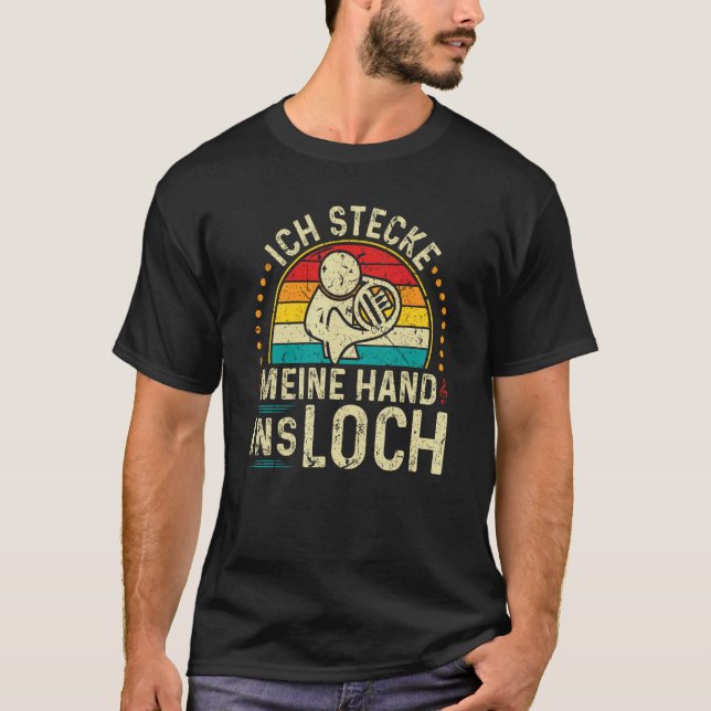 French horn hand in hole retro horn instrument hor T-Shirt (Front)