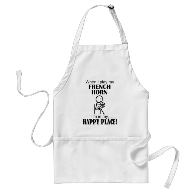 French Horn Happy Place Adult Apron (Front)