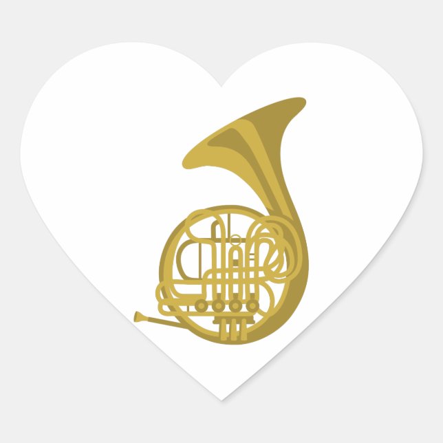 French Horn Heart Sticker (Front)