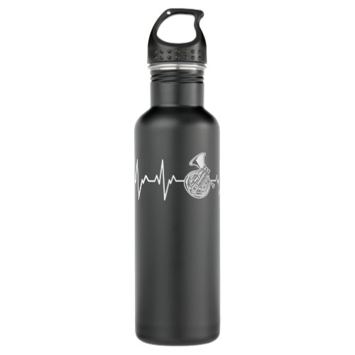 French Horn Heartbeat Gift Instrument Horn Player2 Stainless Steel Water Bottle