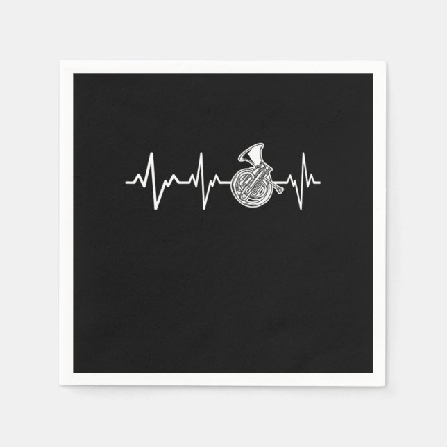 French Horn Heartbeat Hornist Gift Idea Napkins (Front)