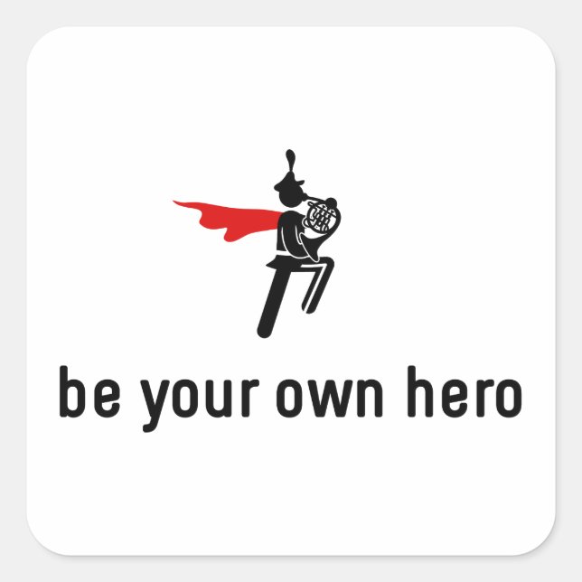 French Horn Hero Square Sticker (Front)