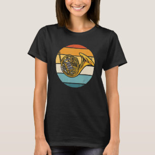 French Horn Instrument Retro Sunset T-Shirt