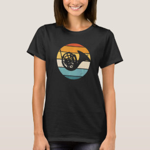 French Horn Instrument Retro Sunset   T-Shirt