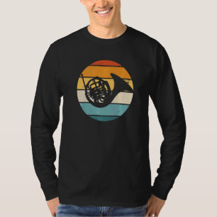 French Horn Instrument Retro Sunset   T-Shirt