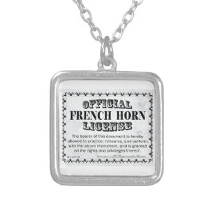 French Horn License Silver Plated Necklace