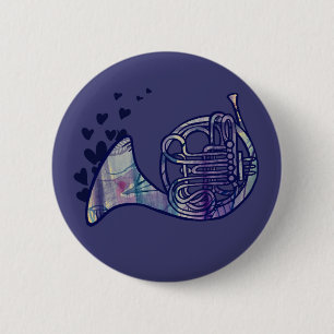 French Horn Love Band Class Art Button