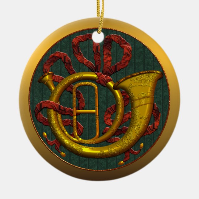 French Horn Michigan State Christmas Ornament (Front)