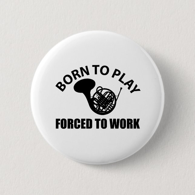 french horn music designs button (Front)