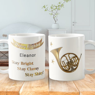 French Horn Music Lover's Happy Birthday Coffee Mug