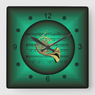 French Horn ~ Music ~ Music ~ Musik Square Wall Clock