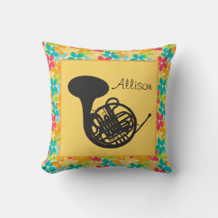 French Horn Music Personalized Throw Pillow Gift