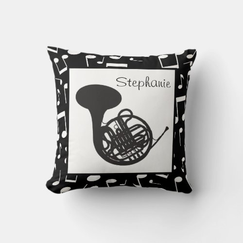 French Horn Music Personalized Throw Pillow Gift