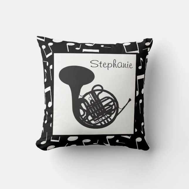 French Horn Music Personalized Throw Pillow Gift (Front)