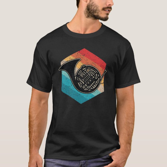 French Horn Music Retro Grunge T-Shirt (Front)