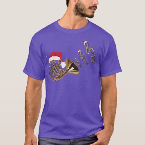 French horn Music Shirt Santa Hat Christmas Musica