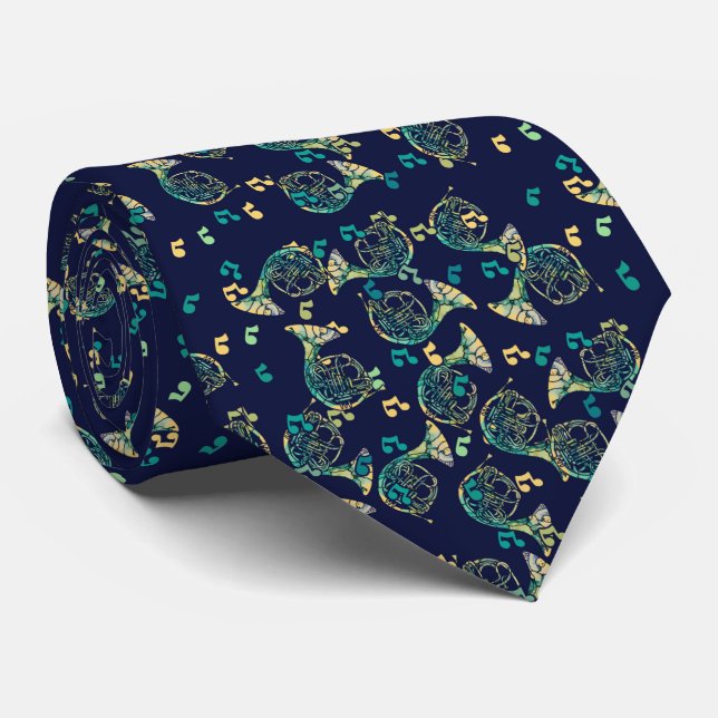 French Horn Music Teacher Musicians Neck Tie (Rolled)