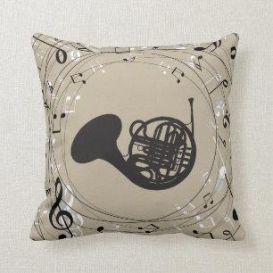 French Horn Music Throw Pillow