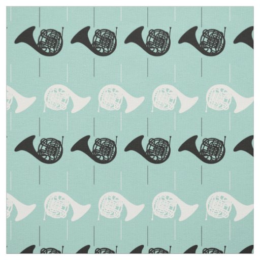 French Horn Musical Instrument Band Orchestra Teal Fabric