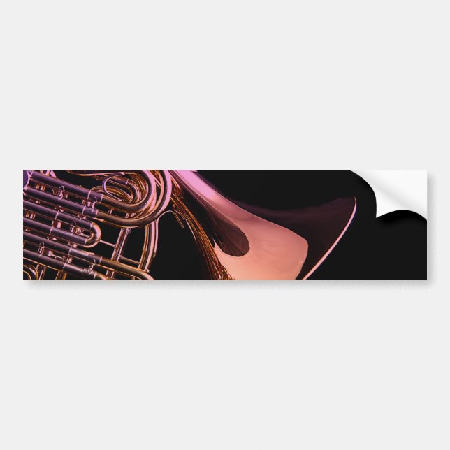 French Horn Musical Instrument Image Bumper Sticker (Front)