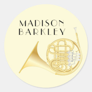French Horn Musician Band Teacher Oval Sticker